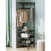 Suport de Colț pentru Haine cu 3 Rafturi
