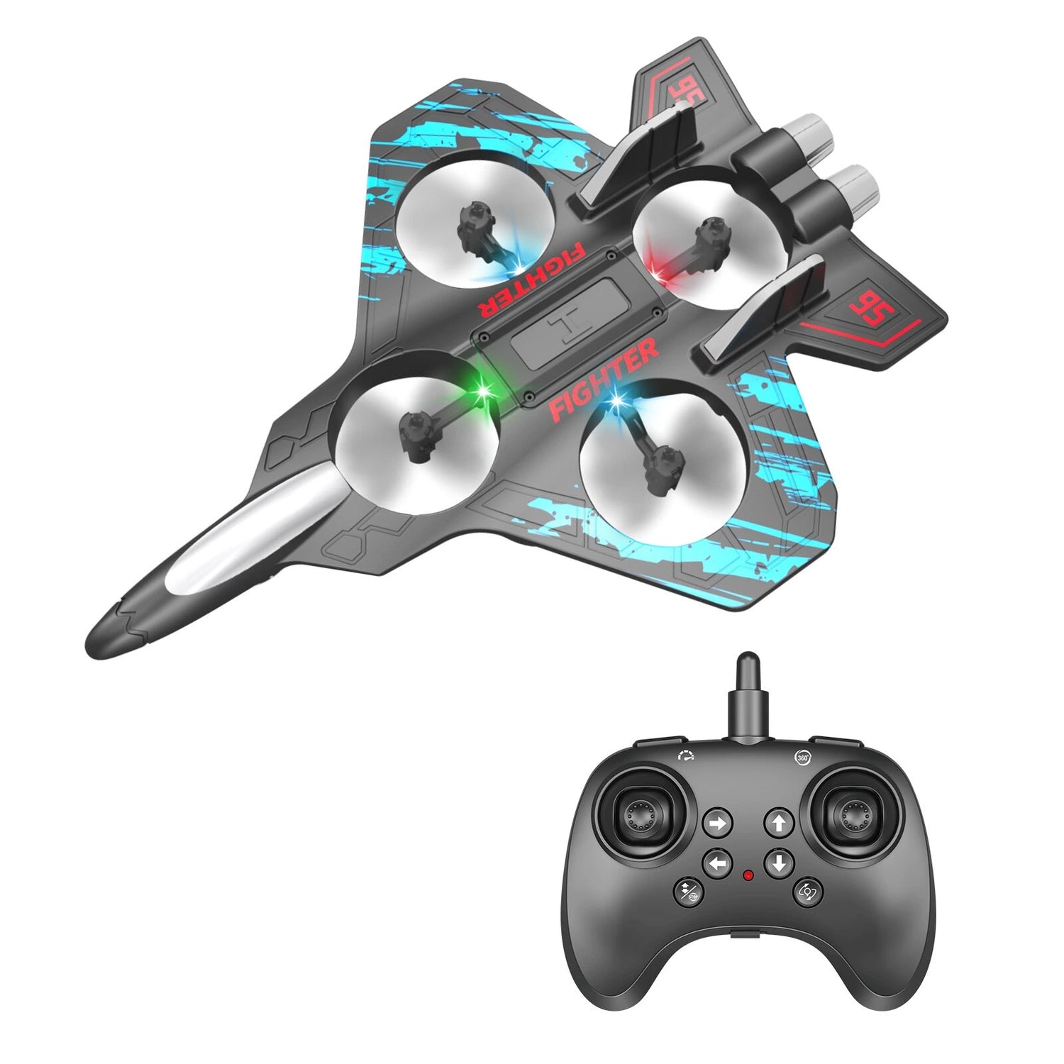 Avion cu Telecomandă pentru Acrobații 360°, Lumini LED, Design Aerodinamic