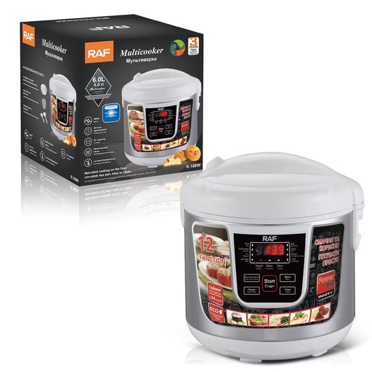 Multicooker Electric RAF 6L cu 12 Programe și Panou Digital Inteligent - Alb