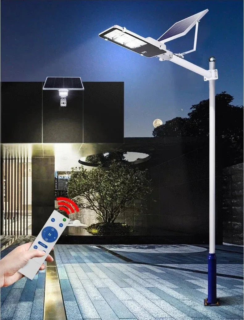 Lampă Solară Stradală cu Panou Solar și Braț de Susținere 300W - imagine 5