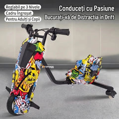 Tricicletă electrică drift 150W 36V cu Bluetooth și set protecție - Graffiti