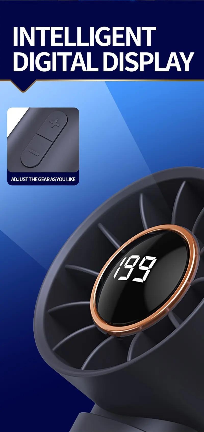 Ventilator portabil turbo fara elice cu afisaj LED si incarcare Type-C - imagine 6