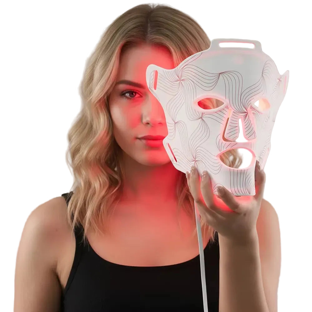 Mască Facială LED Anti-Aging Promagg, Lumină Roșie și Infraroșie