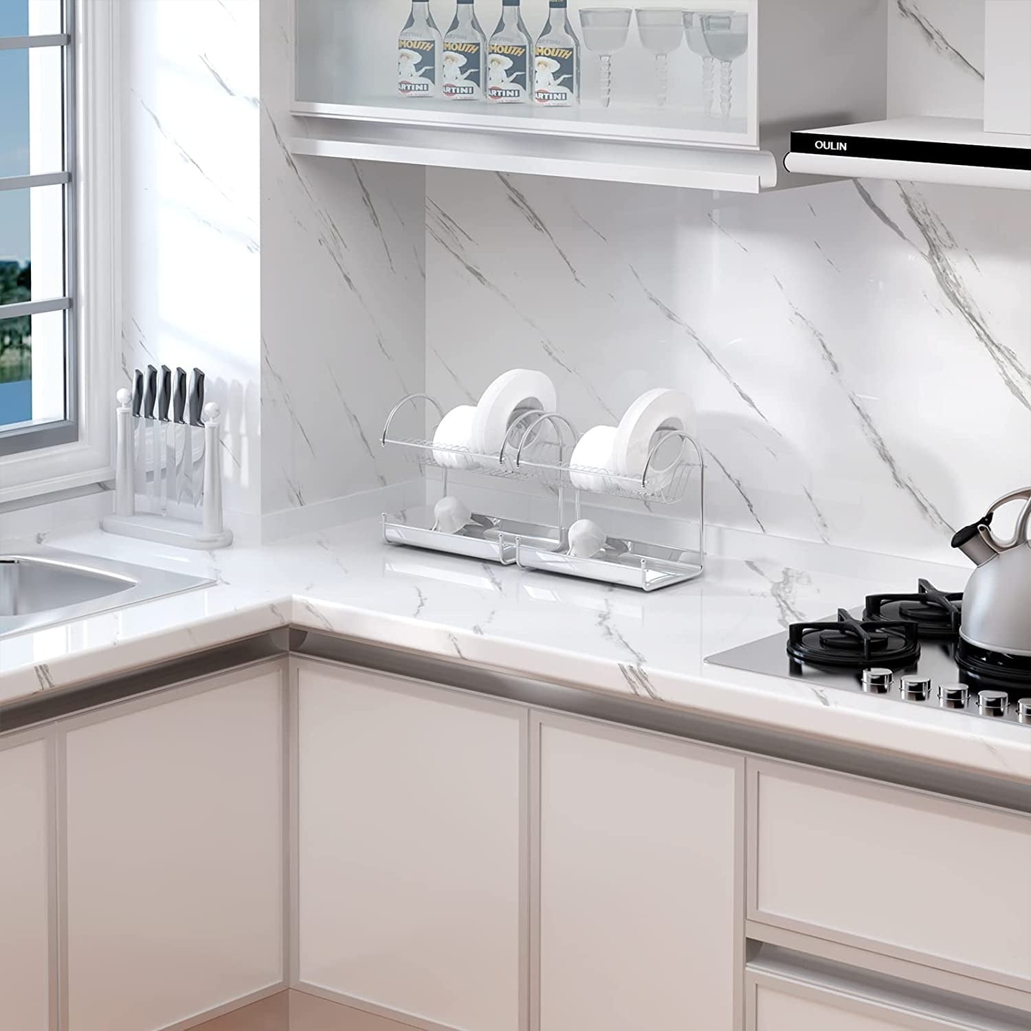 Autocolant marmura autoadeziv gri deschis pentru decor modern - imagine 4