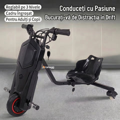 Tricicletă electrică drift 150W 36V cu Bluetooth și set protecție - Negru - imagine 4