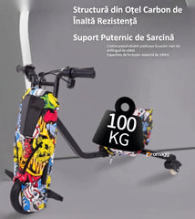 Tricicletă electrică drift 150W 36V cu Bluetooth și set protecție - Graffiti