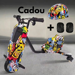 Tricicletă electrică drift 150W 36V cu Bluetooth și set protecție - Graffiti