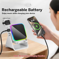 Suport de Birou pentru Telefon cu Senzor Wireless, Boxă și Lumină RGB