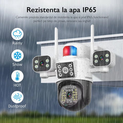 Cameră de Supraveghere Quad Wireless 20MP – Ultra HD, PTZ, Zoom 5X, Viziune Nocturnă, Comunicare Bidirecțională