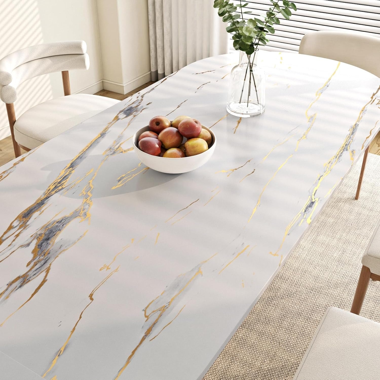 Autocolant marmura autoadeziv alb cu auriu pentru decor elegant - imagine 2