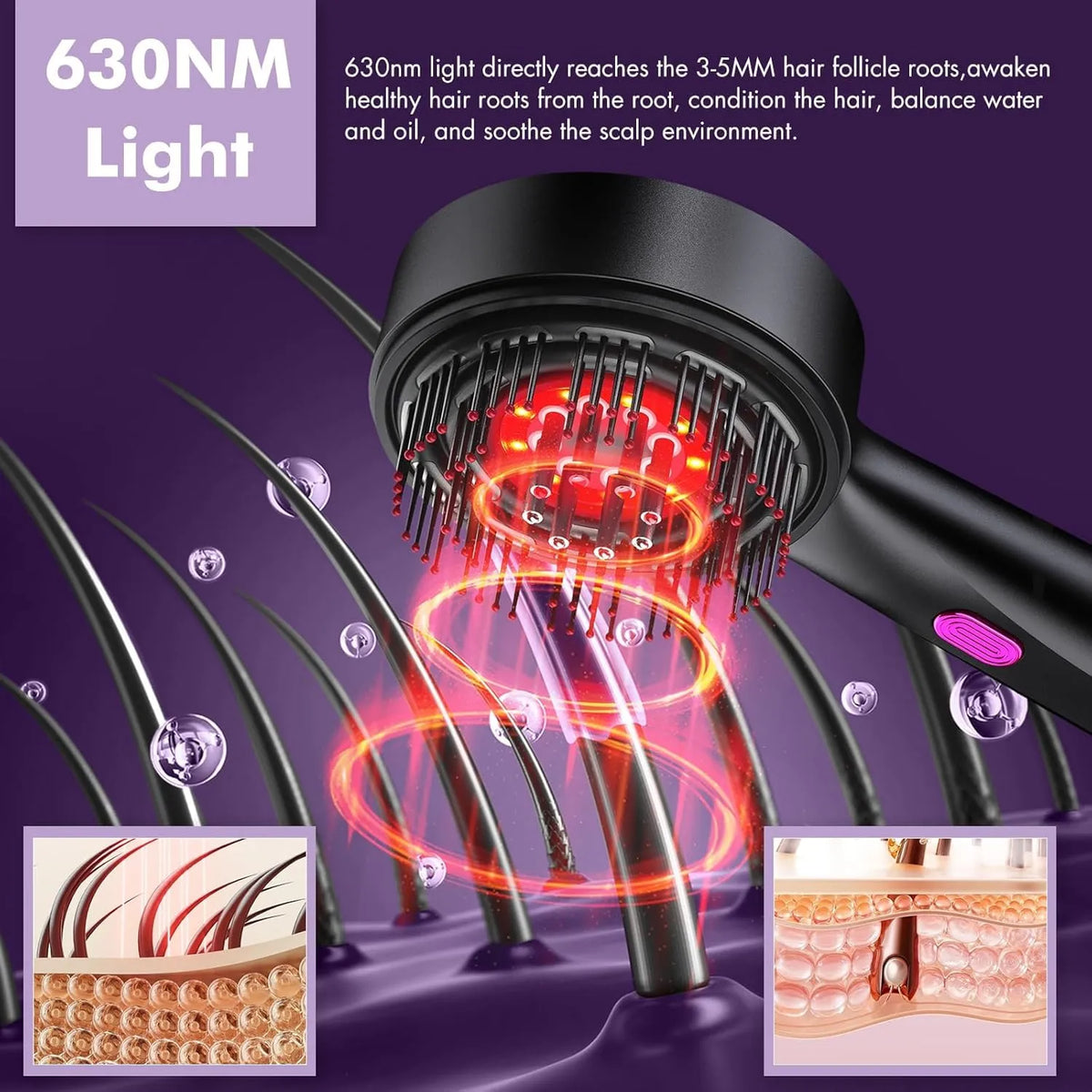 Perie Electrică pentru Masajul Scalpului – 3 Niveluri Intensitate - imagine 4