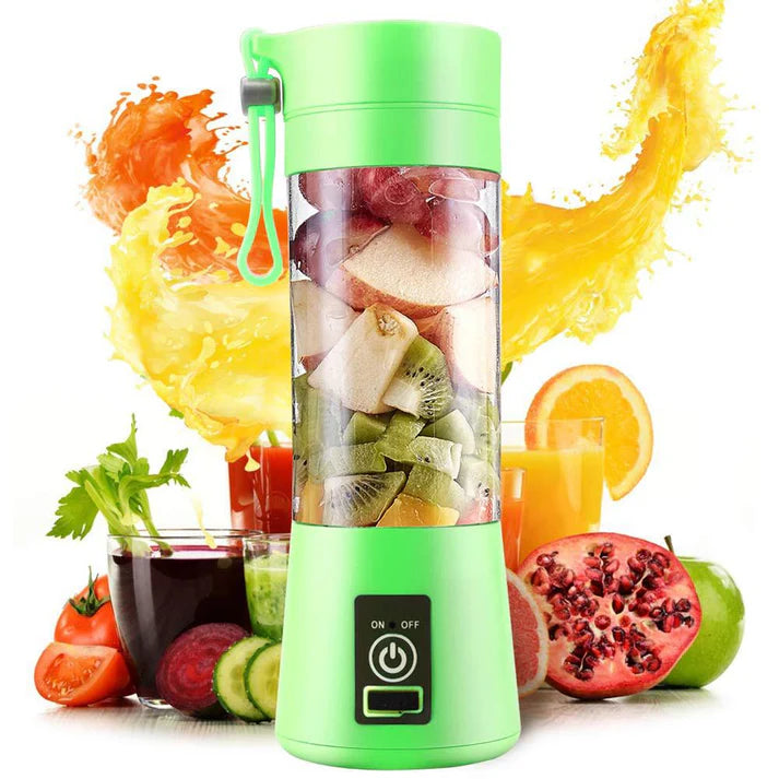 "Blender portabil pentru smoothie-uri, design modern, culoare verde, ideal pentru utilizare zilnică."