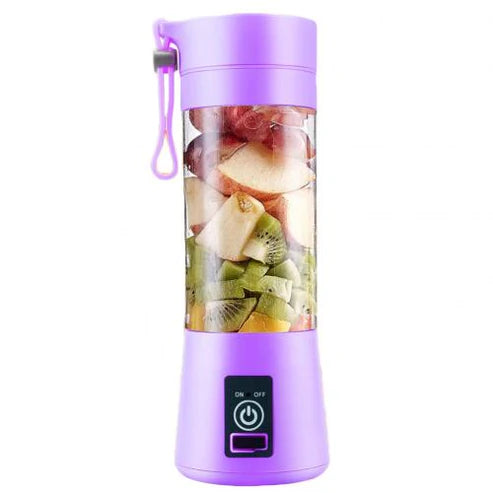 "Mini blender portabil USB, design ergonomic, culoare mov, ideal pentru smoothie-uri."