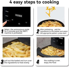 Friteuză cu Aer Cald 6L – 2400W, Touch LCD, Fără Ulei, Gătit Sănătos