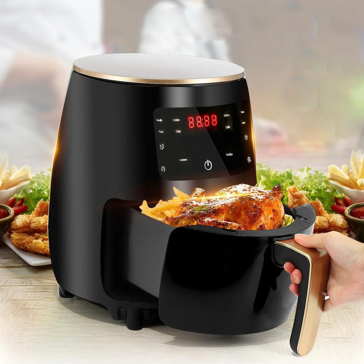 Friteuză cu Aer Cald 6L – 2400W, Touch LCD, Fără Ulei, Gătit Sănătos - imagine 7