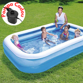 Piscina gonflabila 201 x 150 x 51 cm, 2 inele POMPA Electrica CADOU