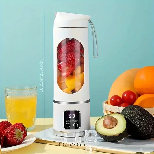 Blender portabil cu afișaj digital 450ml, ideal pentru smoothie și sucuri naturale, ușor de transportat