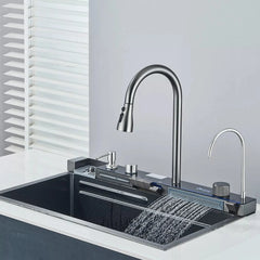 Chiuveta Multifunctionala cu 2 Cascade cu Accesorii Incluse, Afisaj Digital a Temperaturii si Robinet Cascada - imagine 8