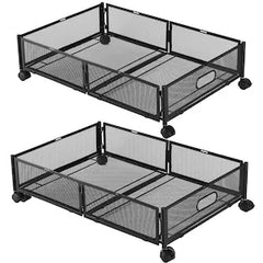 Cutie Depozitare Sub Pat cu Roti, 50L, Negru, 78x43x17cm, Capac Transparent - imagine 4