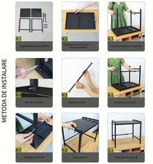 Raft Metalic Extensibil pentru Cuptor cu Microunde, Organizator Bucătărie Ajustabil