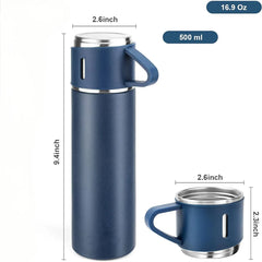 Set termos 500 ml cu 3 cesti din inox, ideal pentru calatorii si activitati in aer liber