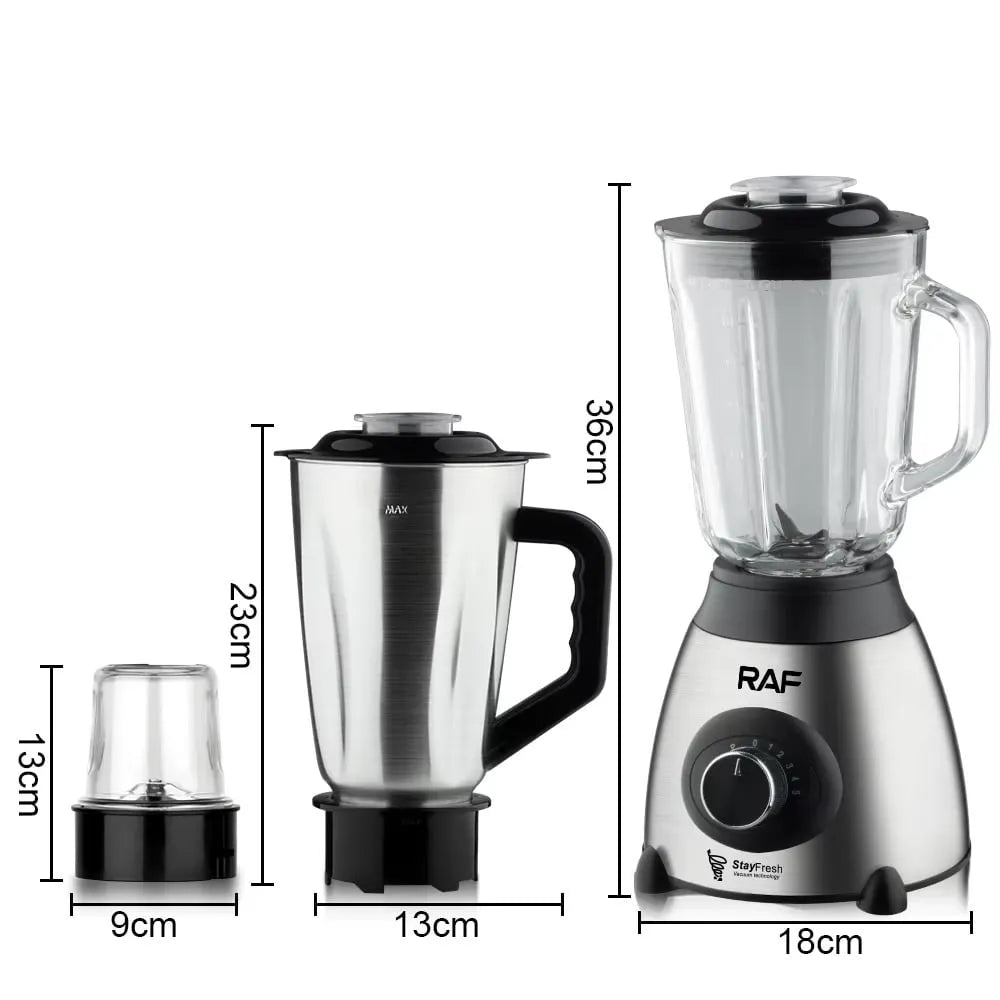 Blender Electric 3 în 1, 1000W, Vas din Sticlă 1.5L, Bol Inox și Râșniță, 2 Viteze + Pulse - imagine 2