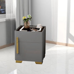 Noptieră cu Stație de Încărcare, Seif Ascuns și Iluminare LED Reglabilă în 3 Culori