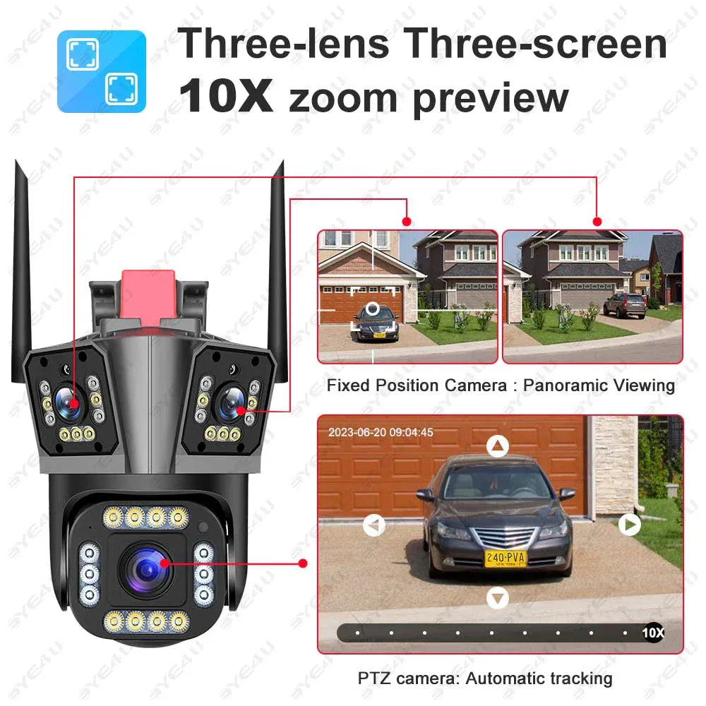 Cameră de Supraveghere Triplă WiFi 12MP Ultra HD, Zoom 5X, Rotire PTZ, Alarmă și Comunicare Bidirecțională - imagine 14