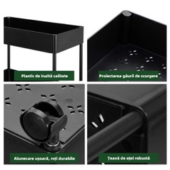 Cărucior Organizator Multifuncțional cu 4 Niveluri și Roți