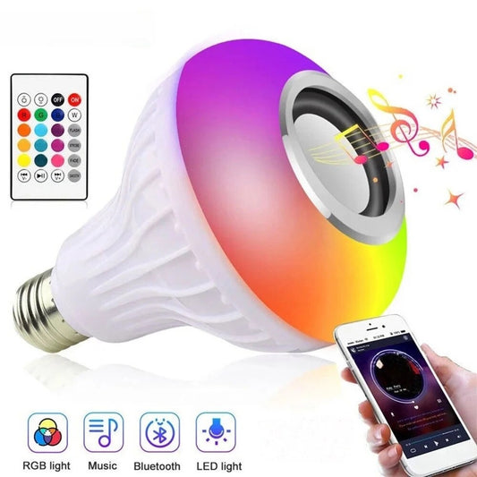 Bec muzical Bluetooth E27 multicolor cu telecomanda