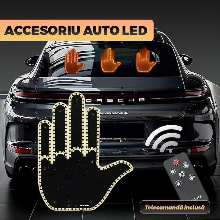 Semn LED Auto cu Telecomandă Tip Mână - imagine 3