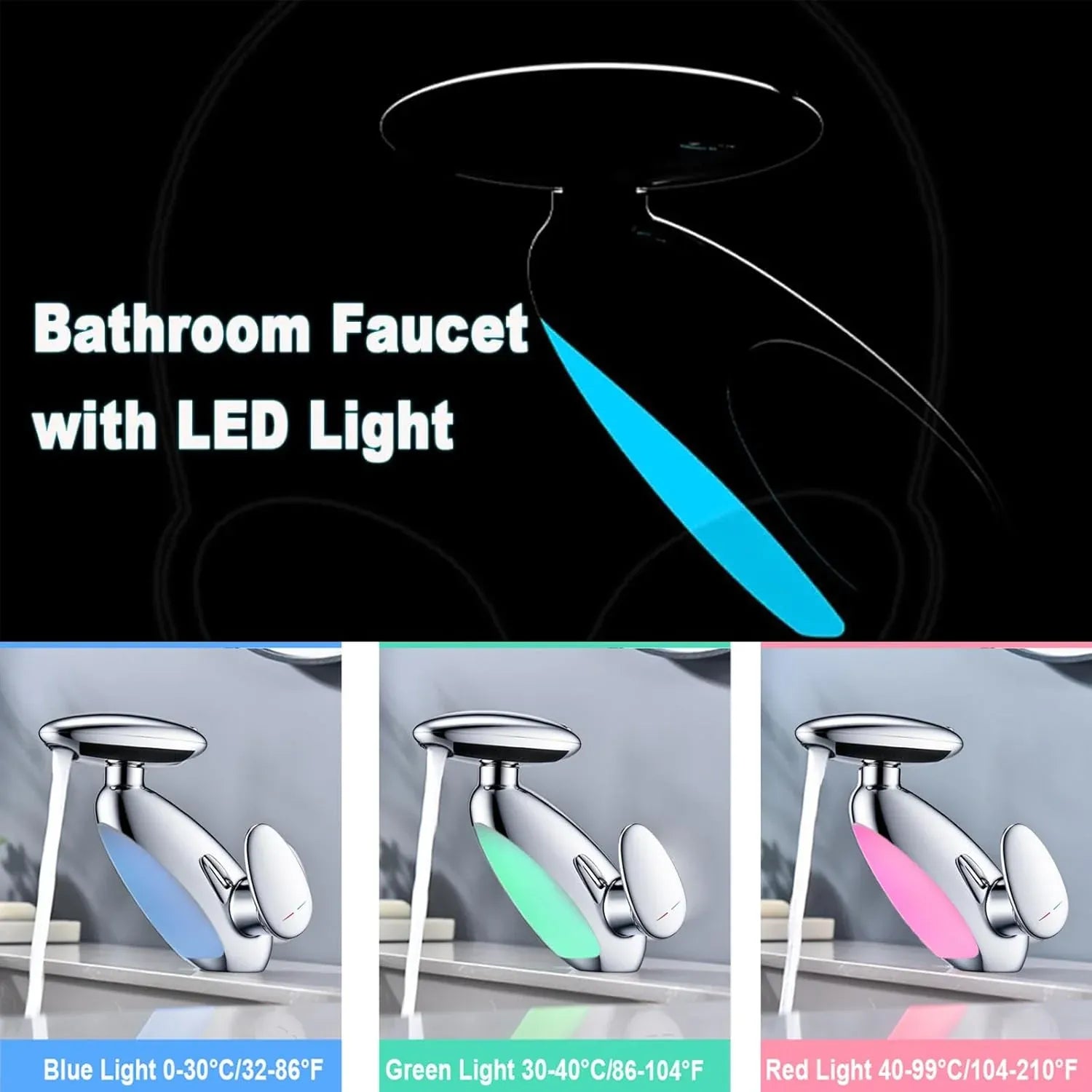 Baterie pentru Chiuvetă Baie cu 4 Moduri de Curgere, Cap Retractabil și Iluminare LED - imagine 7