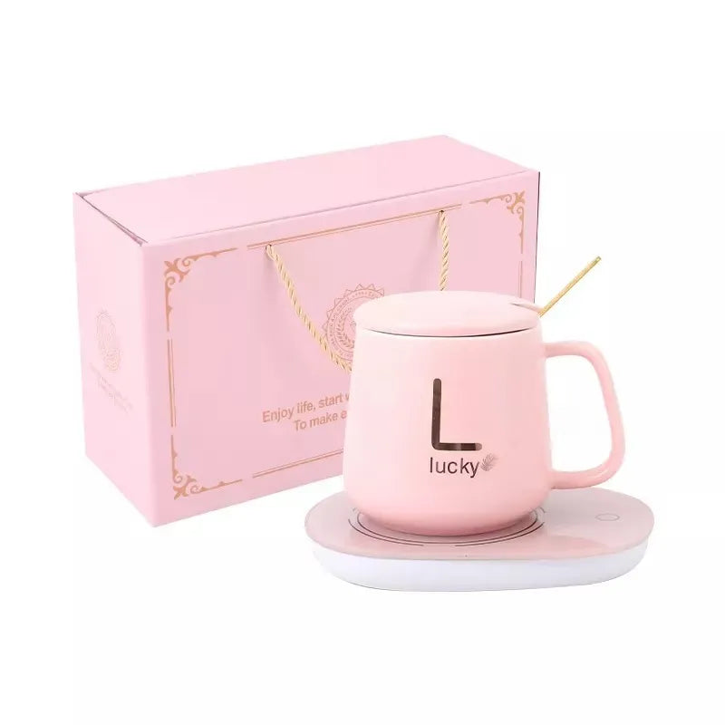 Cană Ceramică Inteligentă pentru Încălzire Automată a Băuturilor – 55°C, cu Suport USB, Capac și Linguriță, 350 ml - imagine 6