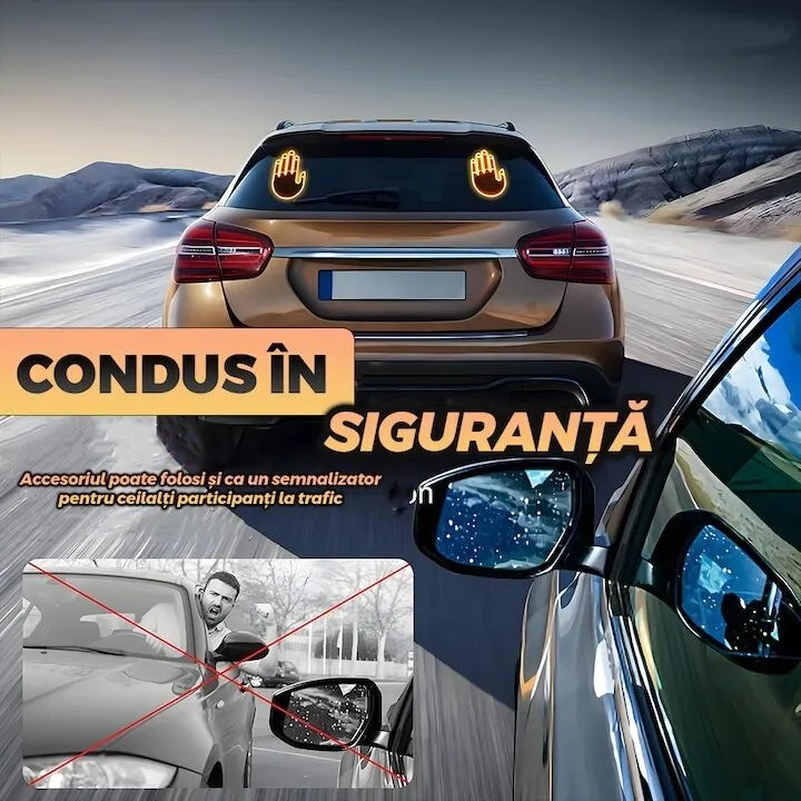 Semn LED Auto cu Telecomandă Tip Mână - imagine 2