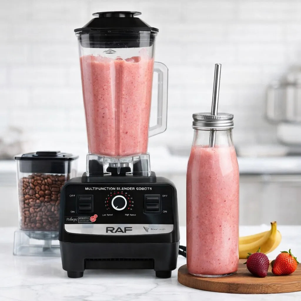 Blender Profesional 2 în 1, 2400W, Vas 2.5L, 23.000 RPM, 6 Lame din Inox, Râșniță Inclusă - imagine 3