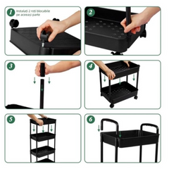 Cărucior Organizator Multifuncțional cu 4 Niveluri și Roți