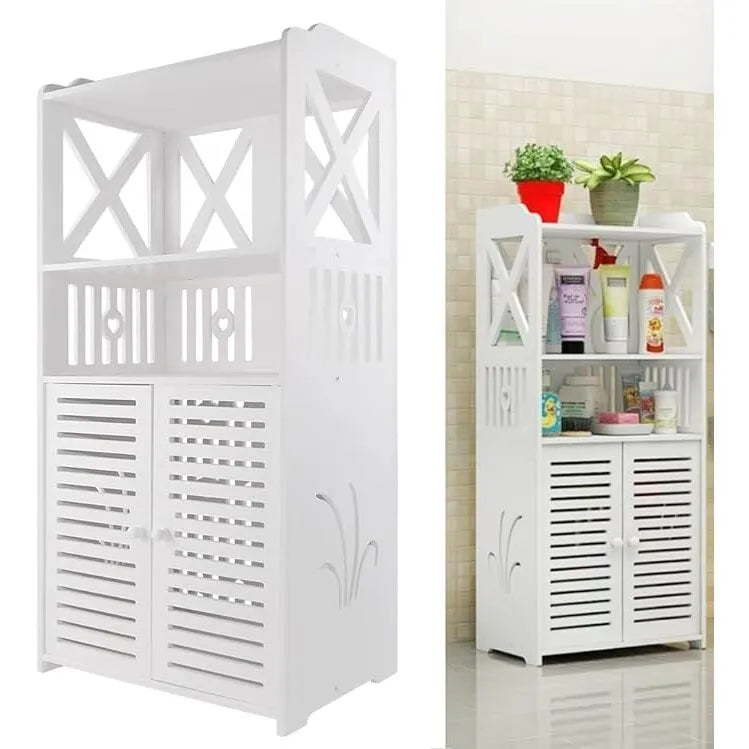 Dulap baie impermeabil 90cm cu rafturi deschise alb - imagine 4