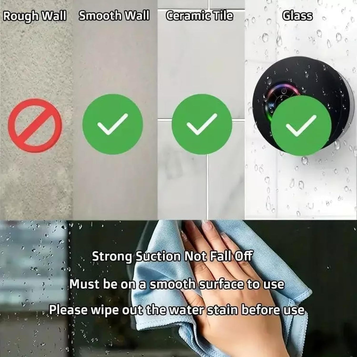 Boxă Bluetooth Impermeabilă pentru Duș cu Iluminare LED - imagine 4