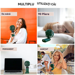 Ventilator portabil 3in1 cu 5 viteze si afisaj LED pentru racorire eficienta