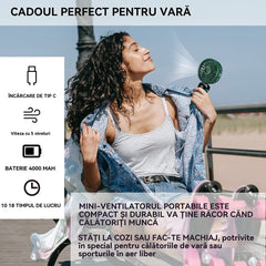 Ventilator portabil 3in1 cu 5 viteze si afisaj LED pentru racorire eficienta