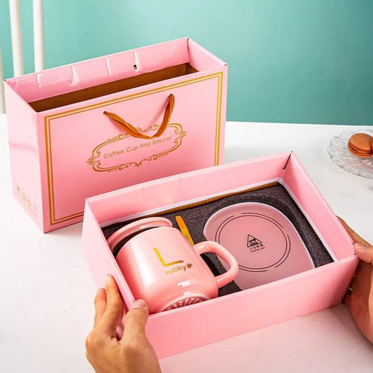 Cană Ceramică Inteligentă pentru Încălzire Automată a Băuturilor – 55°C, cu Suport USB, Capac și Linguriță, 350 ml