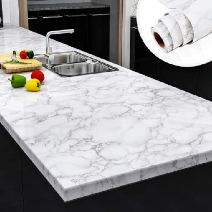 Autocolant marmura autoadeziv gri deschis pentru decor modern - imagine 9