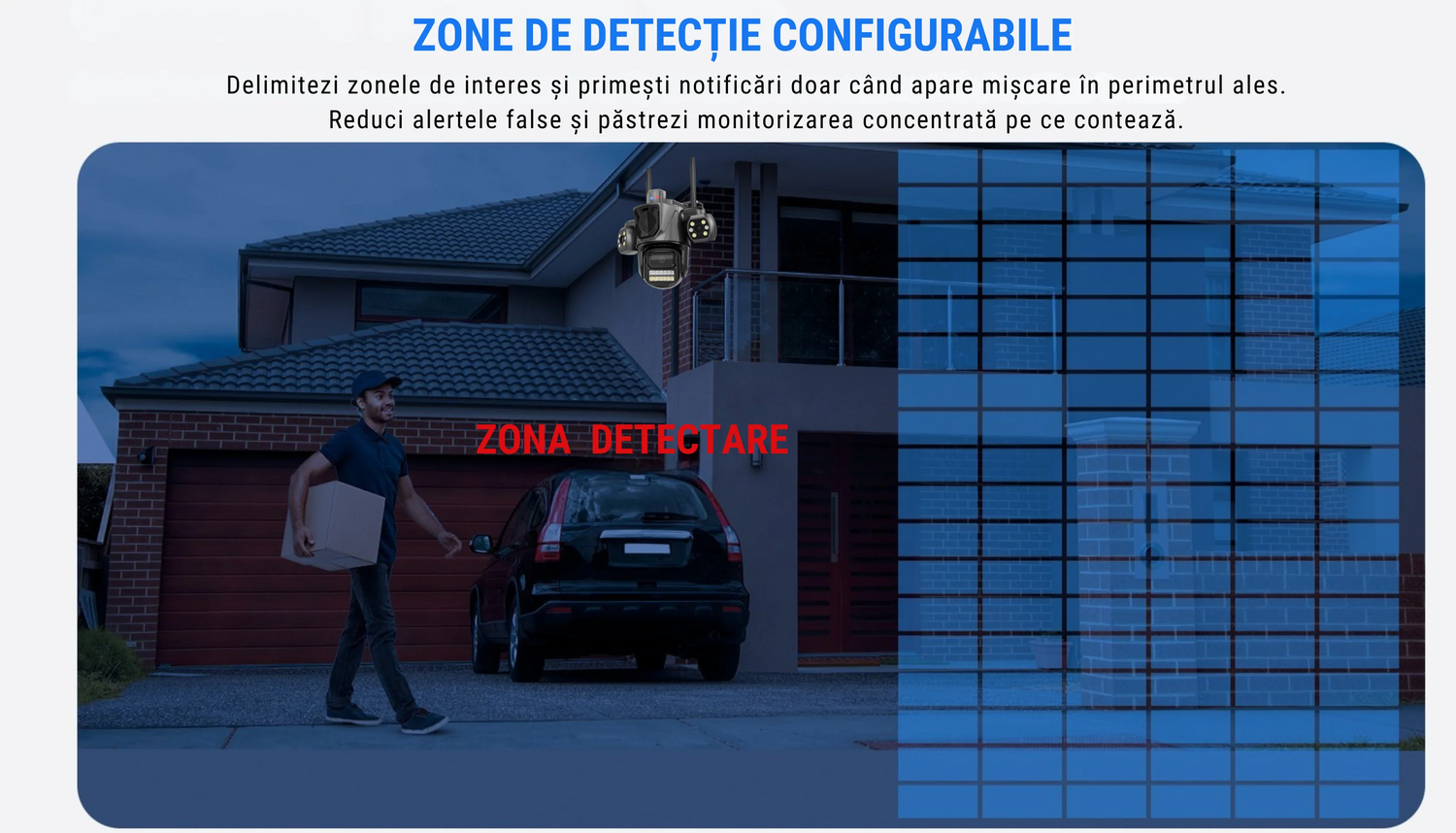 Camera supraveghere WiFi tripla cu 3 lentile pentru monitorizare completa 360° - imagine 5