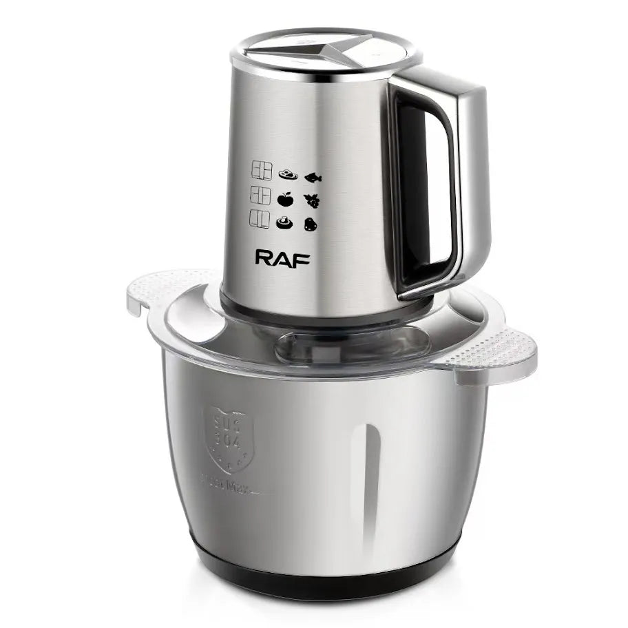 Tocător Electric Profesional RAF cu Bol Inox și 4 Lame Duble din Oțel Inoxidabil - imagine 3