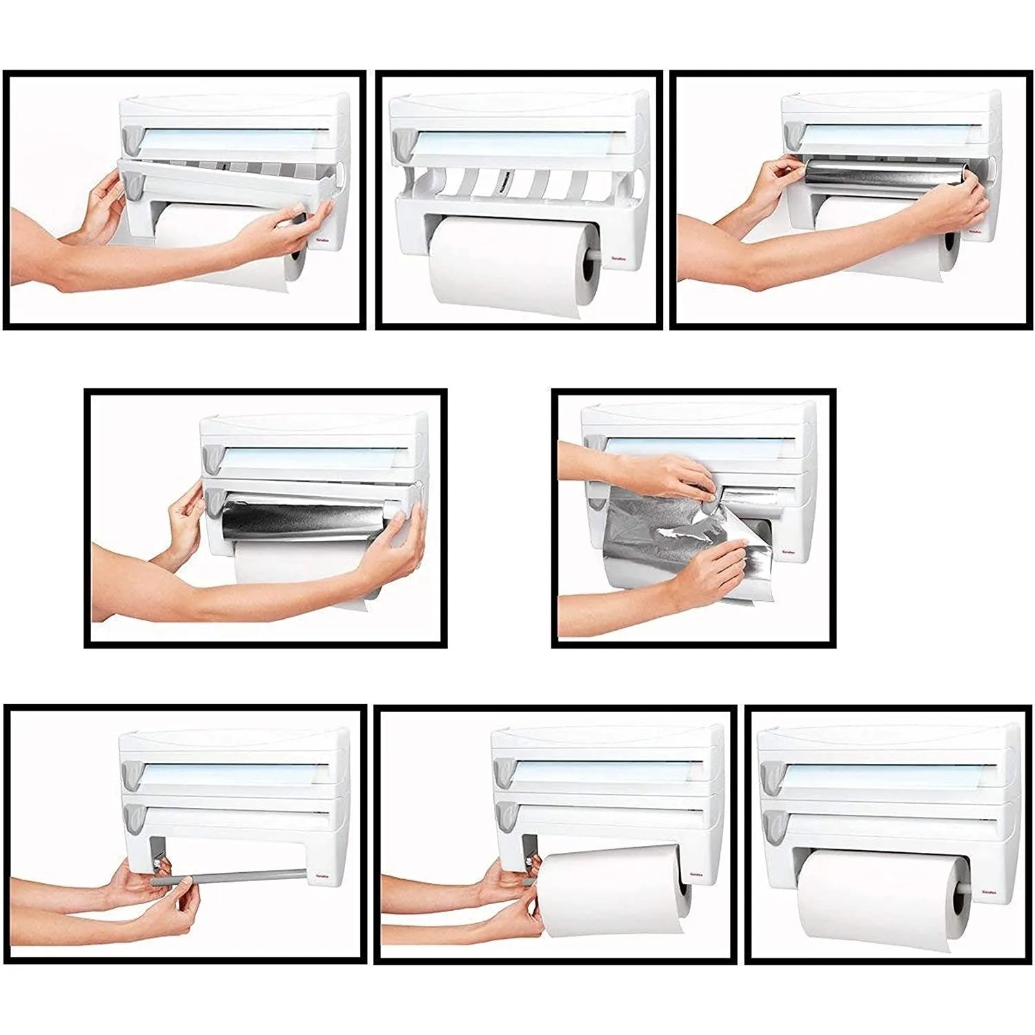 Dispenser 3 în 1 pentru Folie Alimentară, Folie de Aluminiu, Montare pe Perete - imagine 3