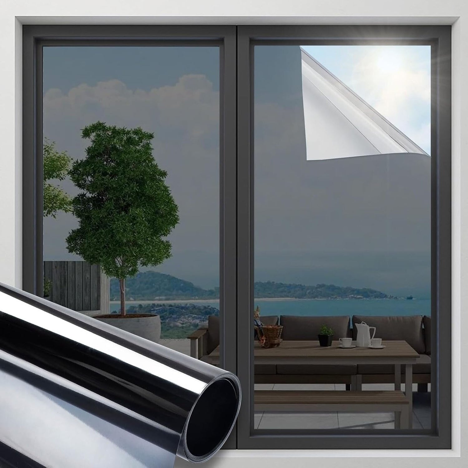 Folie de protectie solara autoadeziva gri deschis pentru geamuri - imagine 8