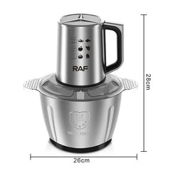 Tocător Electric Profesional RAF cu Bol Inox și 4 Lame Duble din Oțel Inoxidabil