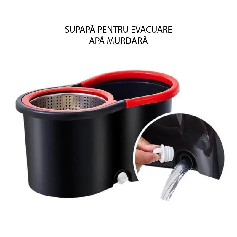Set Mop Rotativ cu Găleată și Sistem de Stoarcere - imagine 3