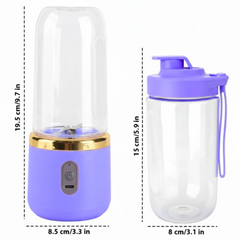 Mini Blender Portabil Electric cu Acumulator, 2 Recipiente, 6 Lame 3D, 400 ml, 40W