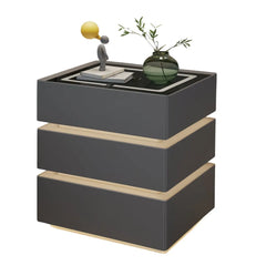 Noptieră Modernă cu Încărcare Wireless 15W, Iluminare LED în 3 Culori și 3 Sertare